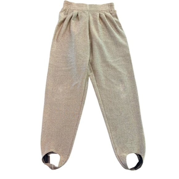 Vintage Pants - Vintage 80s Gold Metallic High Waist Stirrup Harem Pants Size Medium Women’s